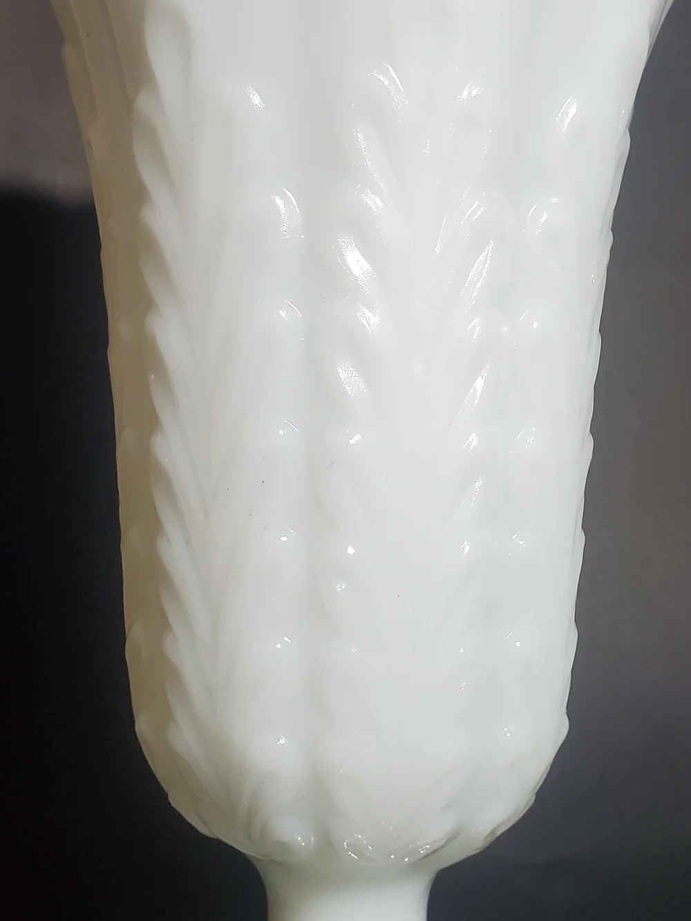 E.O. Brody CO White Milk Glass Scalloped Pedestal Vase Style M5200 Wheat Pattern